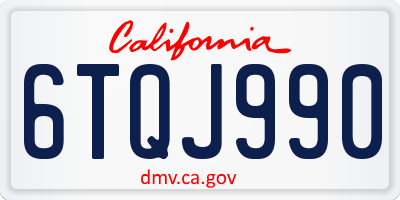 CA license plate 6TQJ990