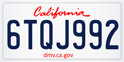 CA license plate 6TQJ992