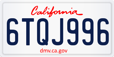 CA license plate 6TQJ996