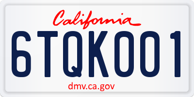 CA license plate 6TQK001