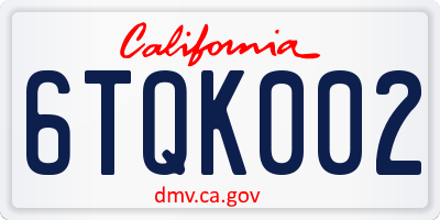 CA license plate 6TQK002