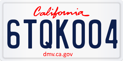 CA license plate 6TQK004