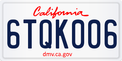 CA license plate 6TQK006