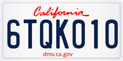 CA license plate 6TQK010