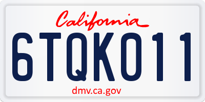 CA license plate 6TQK011