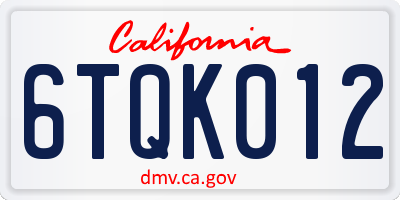 CA license plate 6TQK012