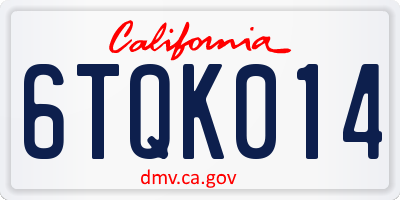 CA license plate 6TQK014