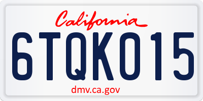 CA license plate 6TQK015