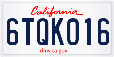 CA license plate 6TQK016