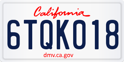 CA license plate 6TQK018