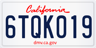 CA license plate 6TQK019