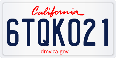 CA license plate 6TQK021