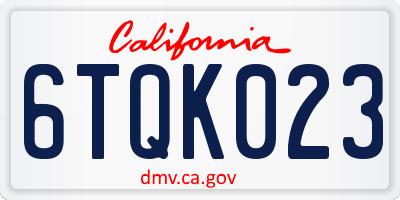 CA license plate 6TQK023