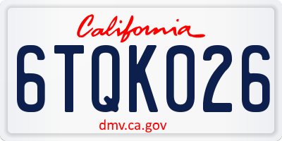 CA license plate 6TQK026