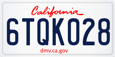 CA license plate 6TQK028