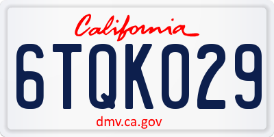 CA license plate 6TQK029