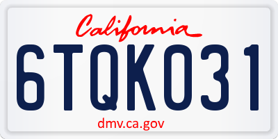 CA license plate 6TQK031