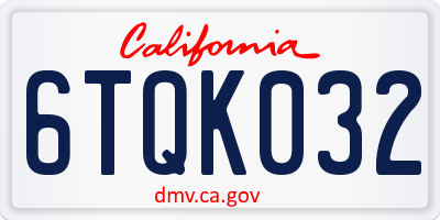 CA license plate 6TQK032