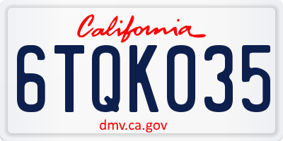 CA license plate 6TQK035