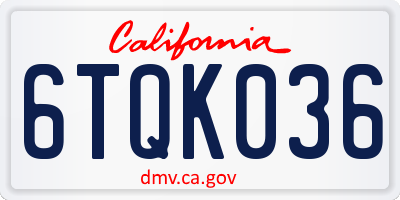 CA license plate 6TQK036