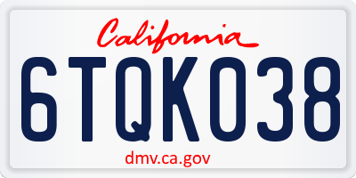 CA license plate 6TQK038
