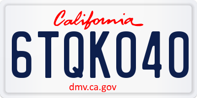 CA license plate 6TQK040