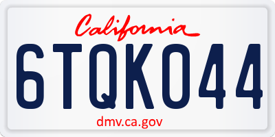 CA license plate 6TQK044