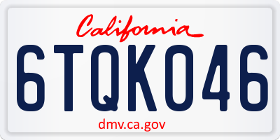 CA license plate 6TQK046
