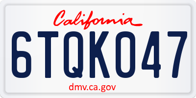 CA license plate 6TQK047