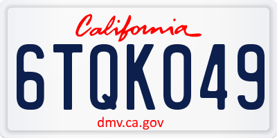 CA license plate 6TQK049