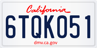 CA license plate 6TQK051