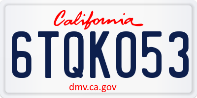 CA license plate 6TQK053