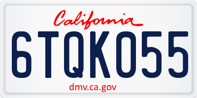 CA license plate 6TQK055