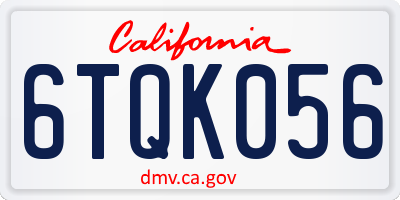 CA license plate 6TQK056