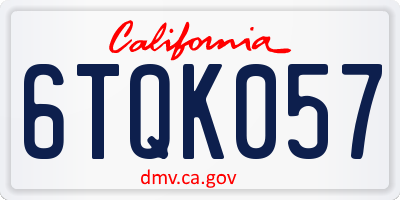 CA license plate 6TQK057