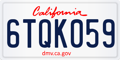 CA license plate 6TQK059