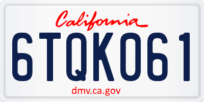 CA license plate 6TQK061