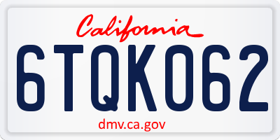 CA license plate 6TQK062