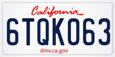 CA license plate 6TQK063