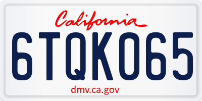 CA license plate 6TQK065