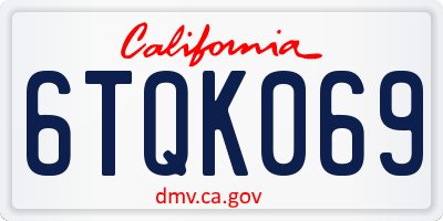 CA license plate 6TQK069