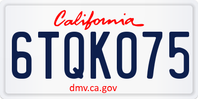 CA license plate 6TQK075