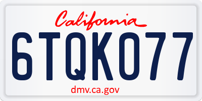 CA license plate 6TQK077