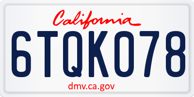 CA license plate 6TQK078