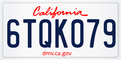 CA license plate 6TQK079