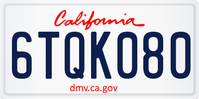 CA license plate 6TQK080