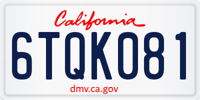 CA license plate 6TQK081