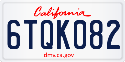 CA license plate 6TQK082