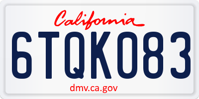 CA license plate 6TQK083
