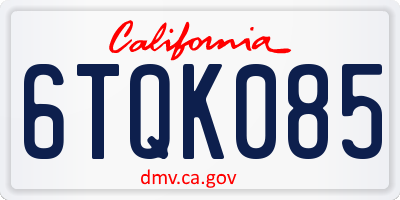 CA license plate 6TQK085